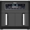 Ninja Foodi Dual Zone Digital Air Fryer, 2 Drawers, 7.6L, 6-in-1, Uses No Oil, Air Fry, Max Crisp, Roast, Bake, Reheat, Dehydrate, Cooks 4-6 Portions, Non-Stick, Dishwasher Safe Baskets, Black AF300UK