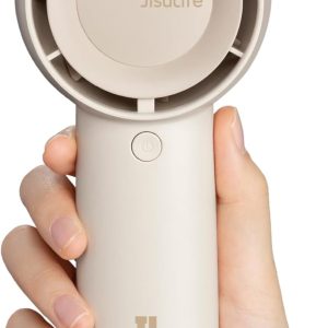 JISULIFE Handheld Portable Turbo Fan [16H Max Cooling Time], 4000mAh USB Rechargeable Personal Battery Operated Mini Small Pocket Fan with 5 Speeds for Travel/Outdoor/Vacation/Concerts - Brown