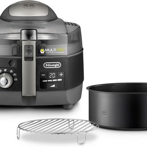 De'Longhi- Air Fryer, Multi Fry, Viewing Window, Adjustable Thermostat, Removable Timer, Multi Cooker Grilling, Broiling, Roast, Bake, Black & Grey, 2200 Watts, 1.5 Kg, FH1396/1.BK