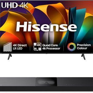 Hisense TV & Soundbar Bundle: 55A6NTUK TV with 4K Direct Lit, Quad Core 4K Processor Plus the HS2000 Soundbar with 240W Power,visulized built-in subwoofer- Perfect Match for Visual-Audio Experience