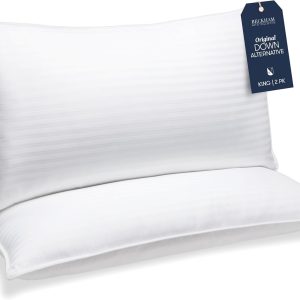 Anniversary Celebration while stocks last：Beckham Hotel Collection Bed Pillows King Size Set of 2 - Down Alternative Bedding Gel Cooling Big Pillow for Back, Stomach or Side Sleepers