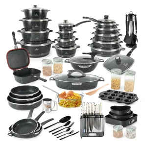 Anniversary Celebration while stocks last：Big Kitchen Cookware Set 166 Pcs with Non Stick Pots and Pans