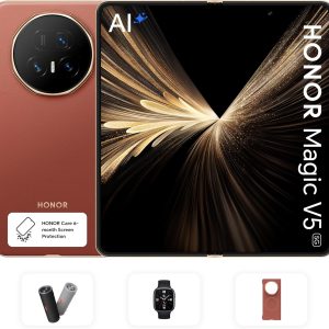 HONOR Magic V5 16GB RAM 512GB Brown With Free Honor choice Speaker, Honor Watch 4, Premium phone cover & 6 Month Screen Insurance - Middle East Version