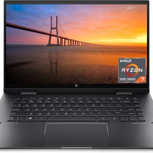 HP Envy x360 Convertible 15-inch Laptop, AMD Ryzen 7 5825U Processor, AMD Radeon Graphics, 8 GB RAM, 512 GB SSD, Windows 11 Home (15-eu1026nr, Nightfall Black Aluminum), 67W66UA#ABA