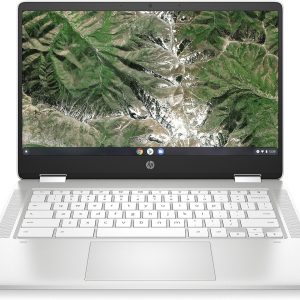HP Chromebook x360 Laptop, 14 Inch Touchscreen, Intel Celeron N4120, 4GB DDR4 RAM, 64GB eMMC, Intel UHD Graphics 600, ChromeOS OS, QWERTZ, Germini, Ceramic White