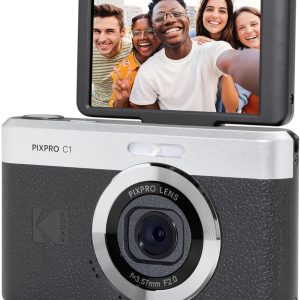 KODAK Pixpro C1 – Ultra-Compact Digital Camera | 13MP BSI CMOS, 4X Zoom, 2.8" LCD Screen, LED Flash, Built-in Battery – Black